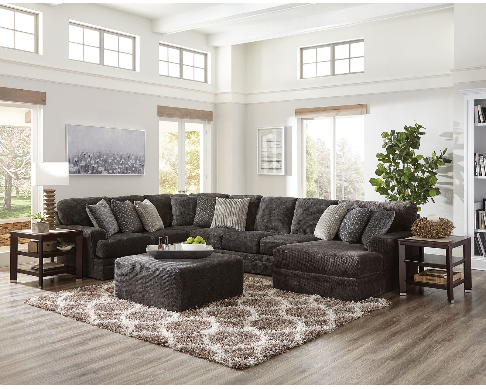 Mammoth Sectional (15 Pieces Available) 2 colors - includes all pillows - Layout N: Three Piece Sectional 101" x 139" x 67"