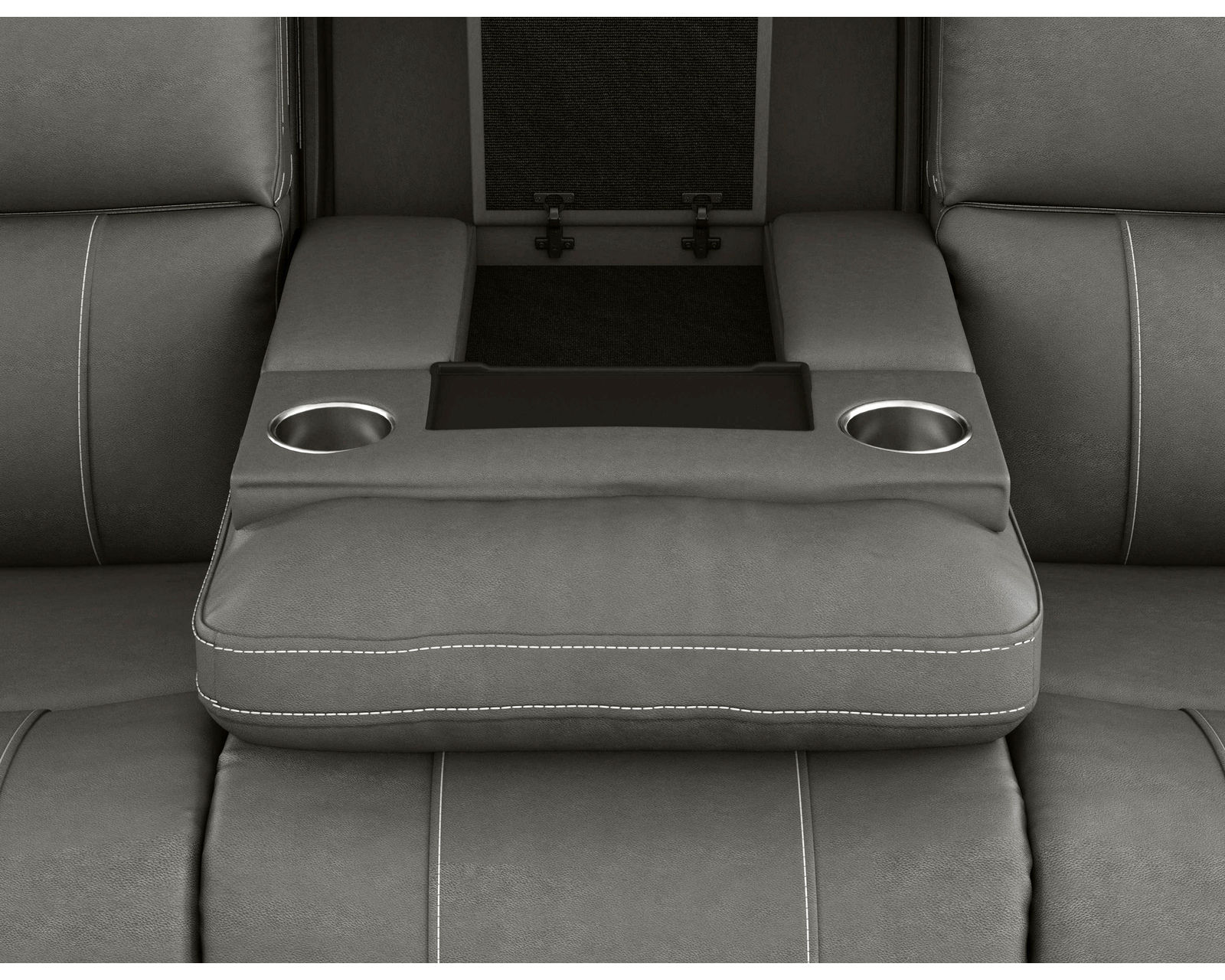 Carter 1587 Triple Power Reclining Sofa (+2 colors) In Stock - Zero Gravity - Features a center drop-down table with cupholders, lighting, and wireless charging.