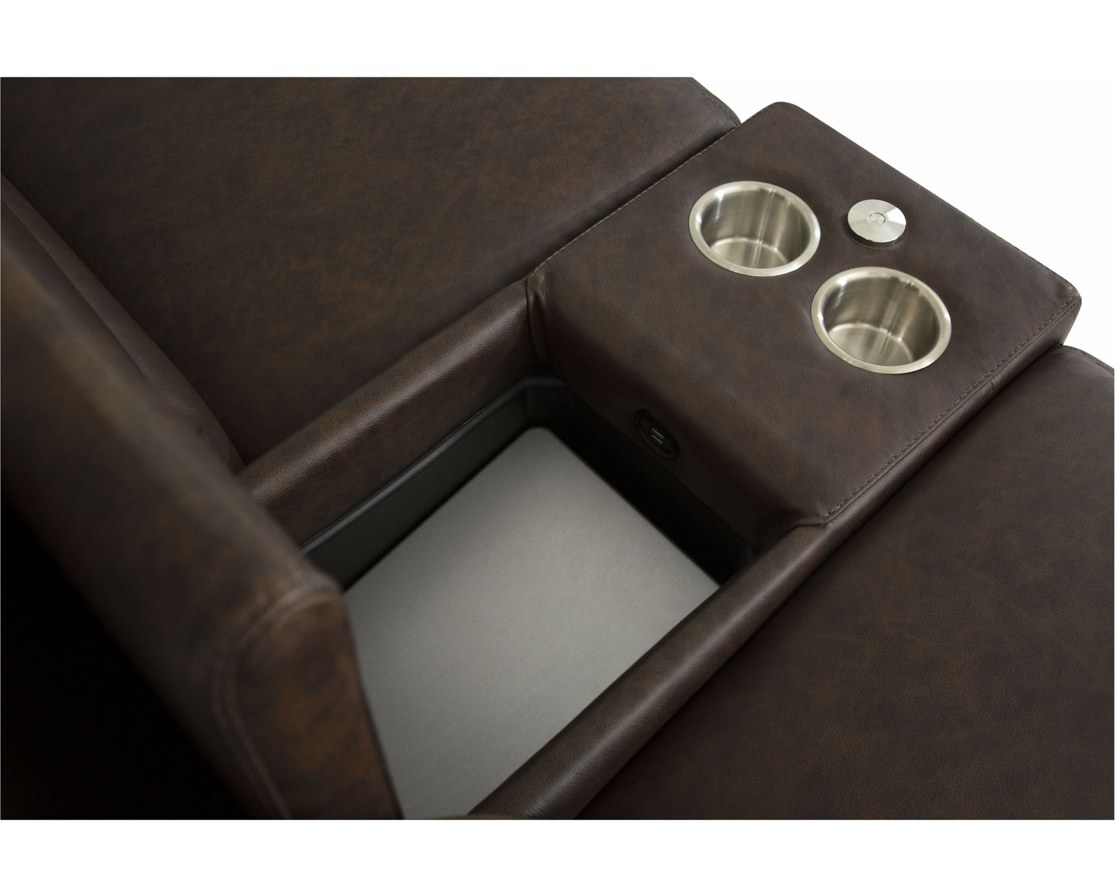 Armina 44010 Power Headrest Power Reclining Sectional (+50 fabrics) - Entertainment console includes cupholders - storage and wireless charging