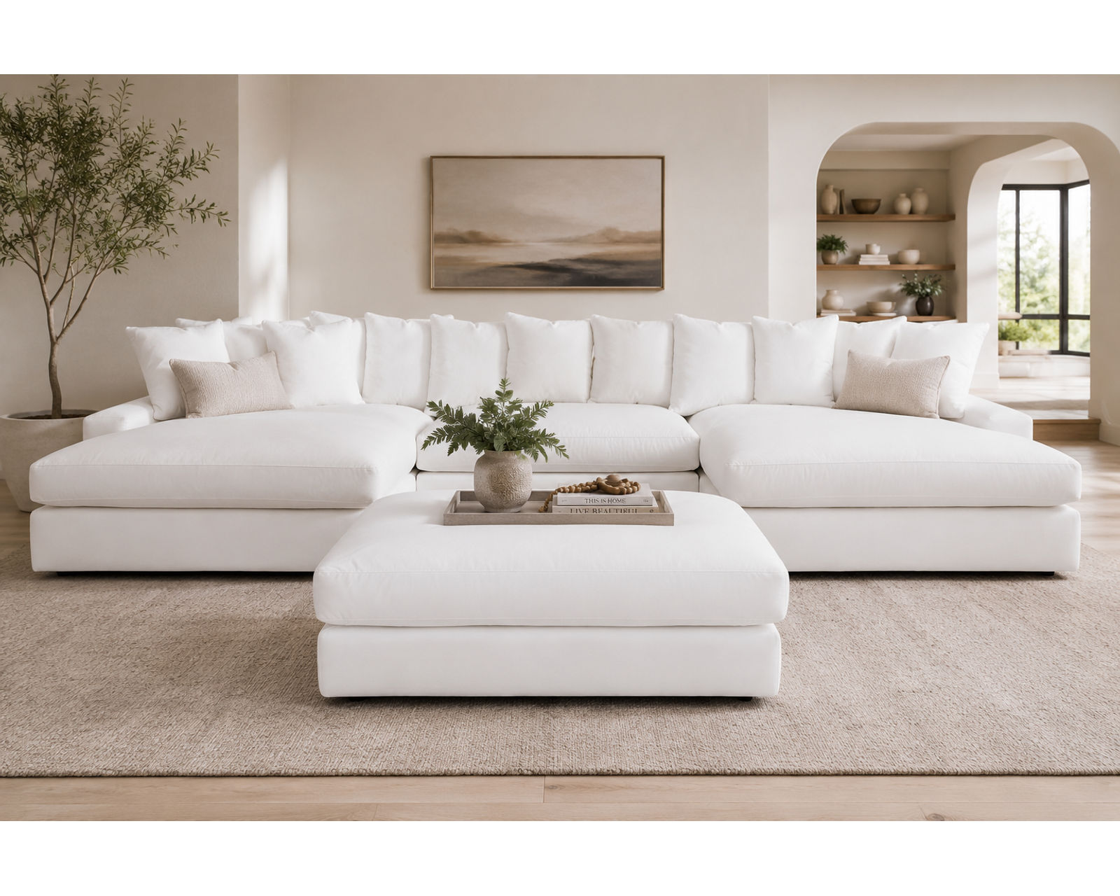 London Modular Sectional (Down Seating Performance Fabric) 3 colors - Shown in High Performance Fabric Color Glacier