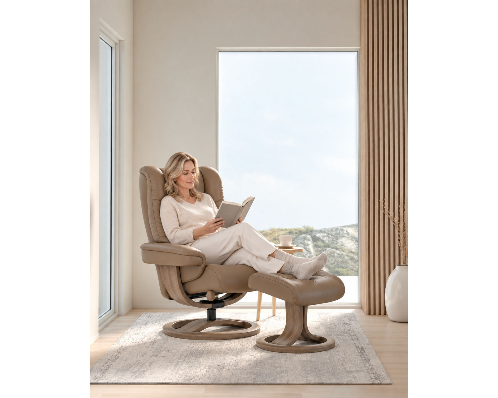 Nordic 63 Reclining Chair & Footstool Ash (IN STOCK) Plush Scandinavian Comfort. Made to Fit You - In Stock with Fast Free Shipping