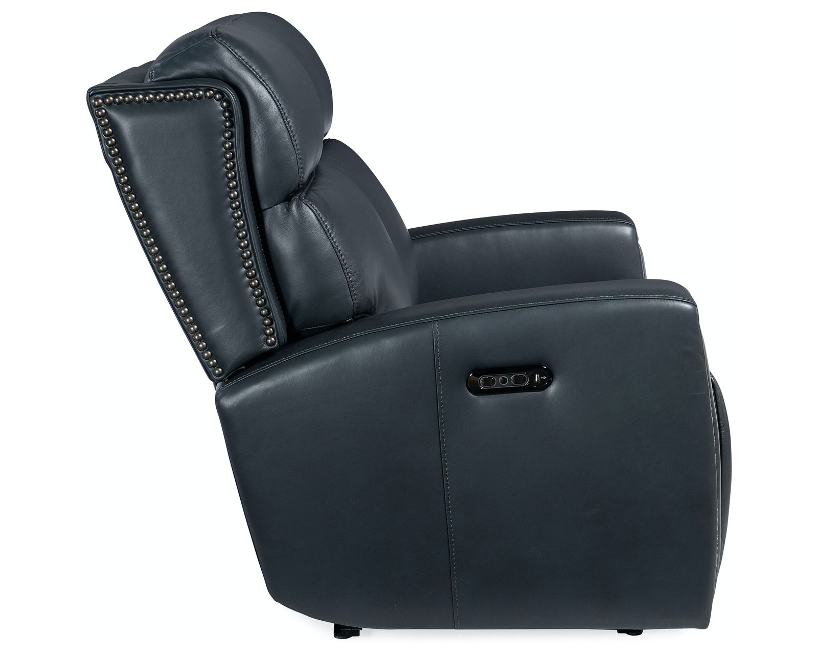 Ruthe Zero Gravity Power Recline Loveseat with Power Headrest (Denim) In stock - Independent buttons control power recliner and power headrest