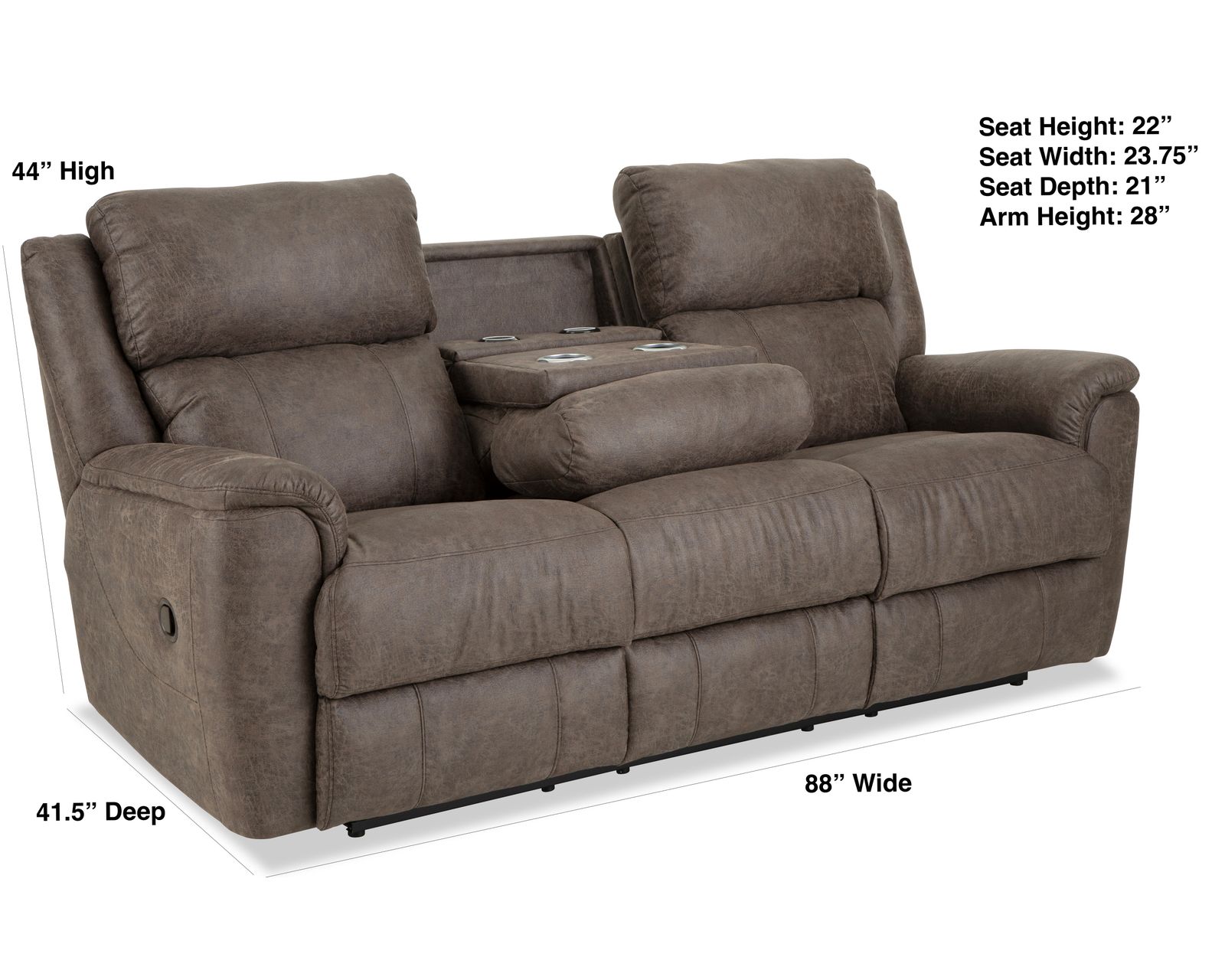 Laurel 88" Double Reclining Sofa (In stock) - Laurel 88" Reclining Sofa with Drop Down Table