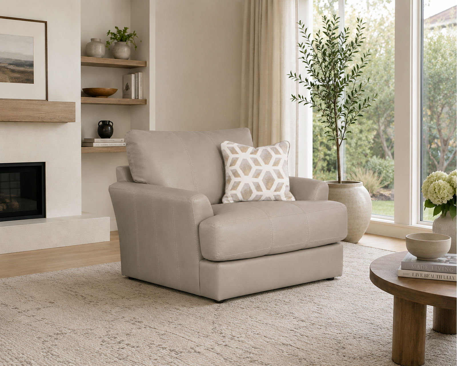 Prato Top Grain Leather Touch 85" Sofa (2 colors) includes pillows