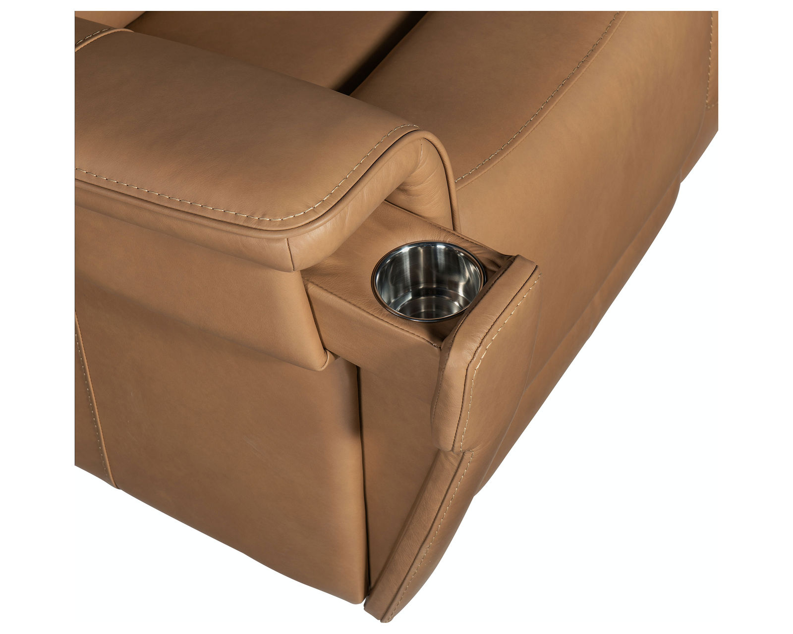 Lyra Zero Gravity Power Loveseat with Power Headrest (Brown) In stock - USB port and pop-out arm panel with a metal cupholder in all arms