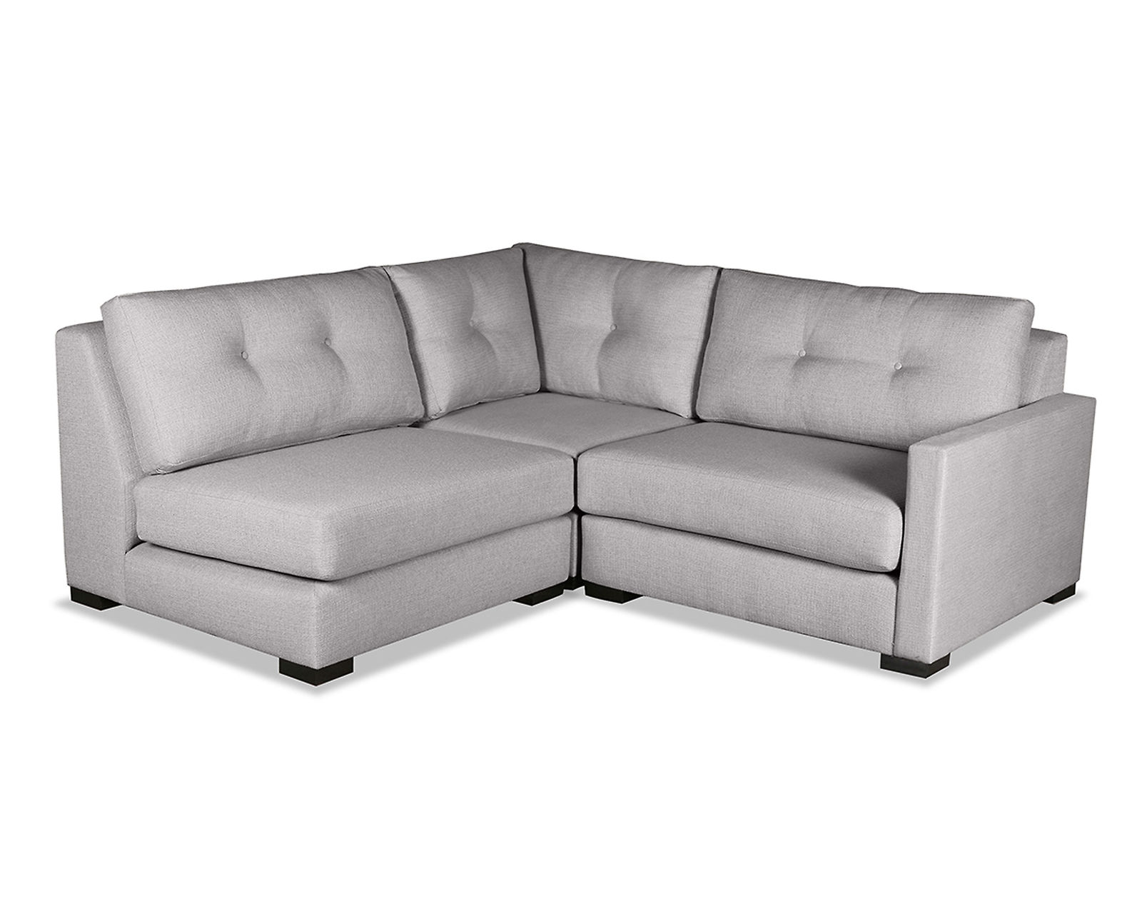 Chester Buttoned 3 Pieces Modular Sectional w/ Left Open End (3 Colors Available) - Chester Buttoned 3 Pieces Modular Sectional in Grey
