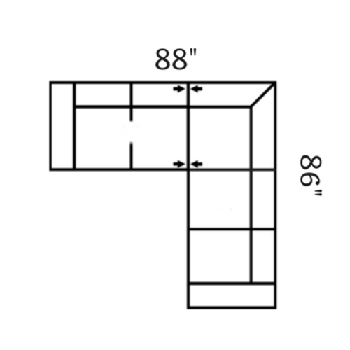 Layout E: Two Piece Sectional 88" x 86"