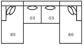 Layout D: Four Piece Sectional 65.5" x 138" x 65.5"