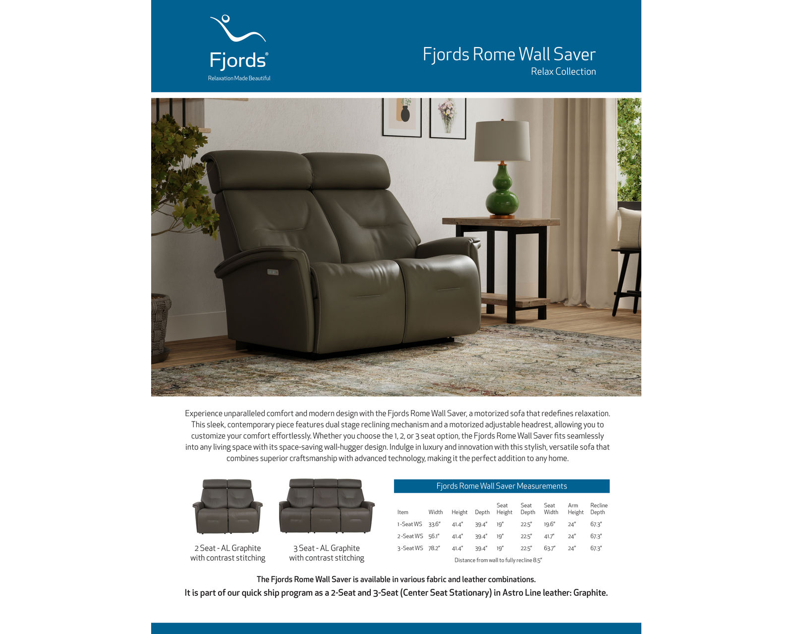 Rome 78" Leather Power Reclining Wall Saver Sofa (+38 leathers)