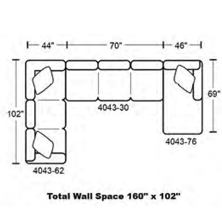 Layout G: Three Piece Sectional 102" x 160" x 69"