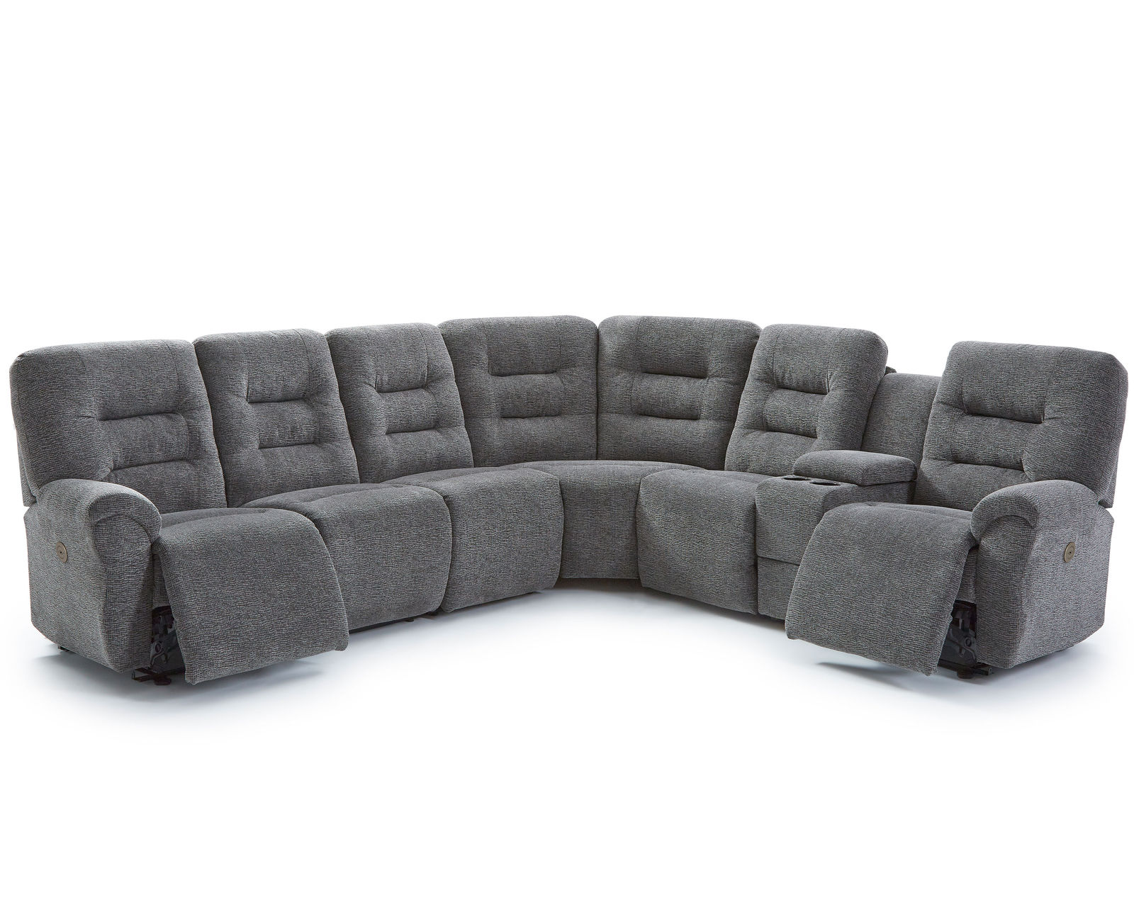 Unity Reclining Sectional (+100 fabrics) - Layout D:  Seven Piece Reclining Sectional 121" x 112"