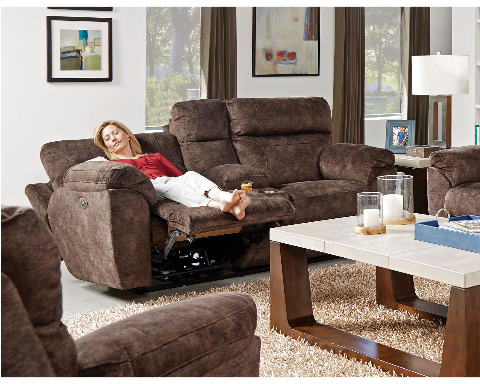 Sedona 91" LayFlat Power Reclining - Power Headrest Sofa - 2 Colors Available - LAY-FLAY (LIKE A BED) RECLINING MECHANISM