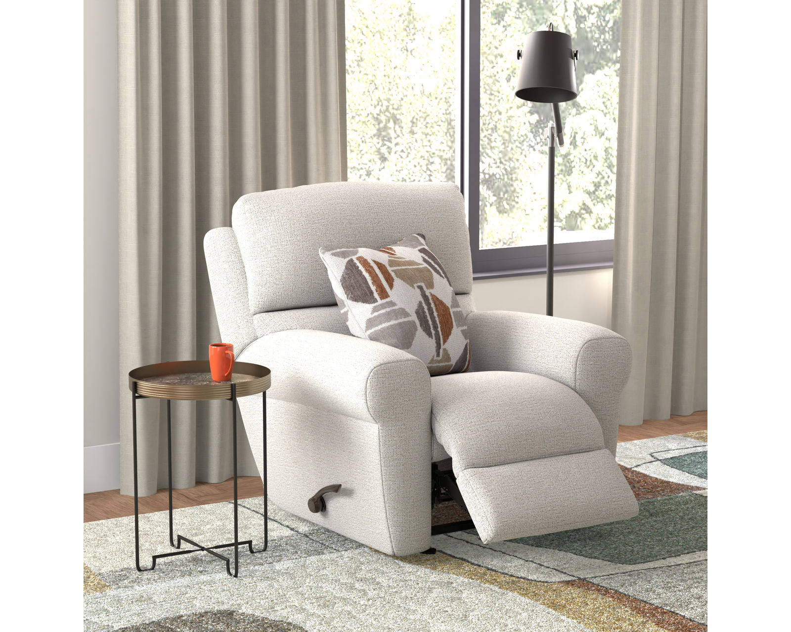 Kellen 113 Ecru Reclining Sofa - 86" (+2 colors) includes pillows - Kellen Lay Flat Glider Recliner