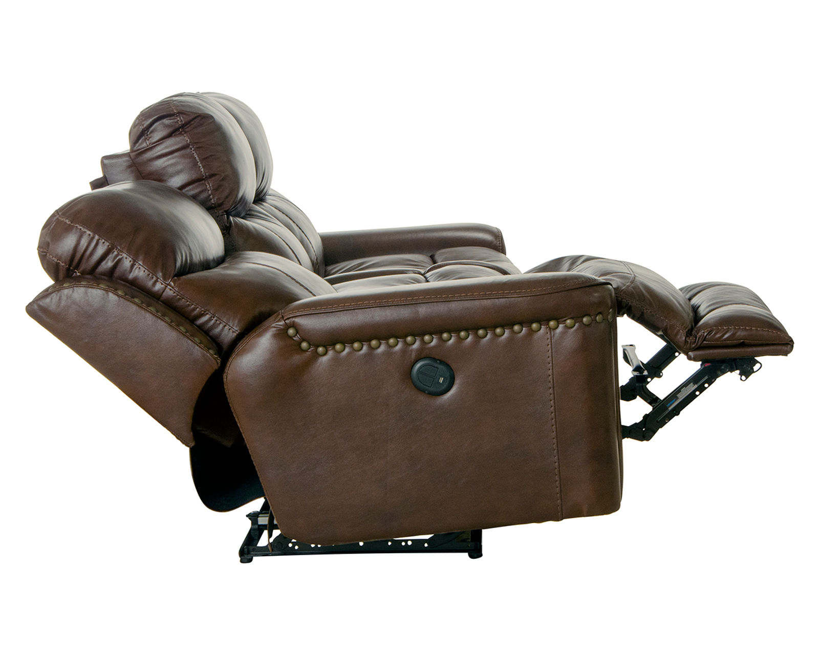 Ceretti 87" Italian Leather Brass Nail Head Power Reclining Sofa - Your New Favorite Place to Relax.