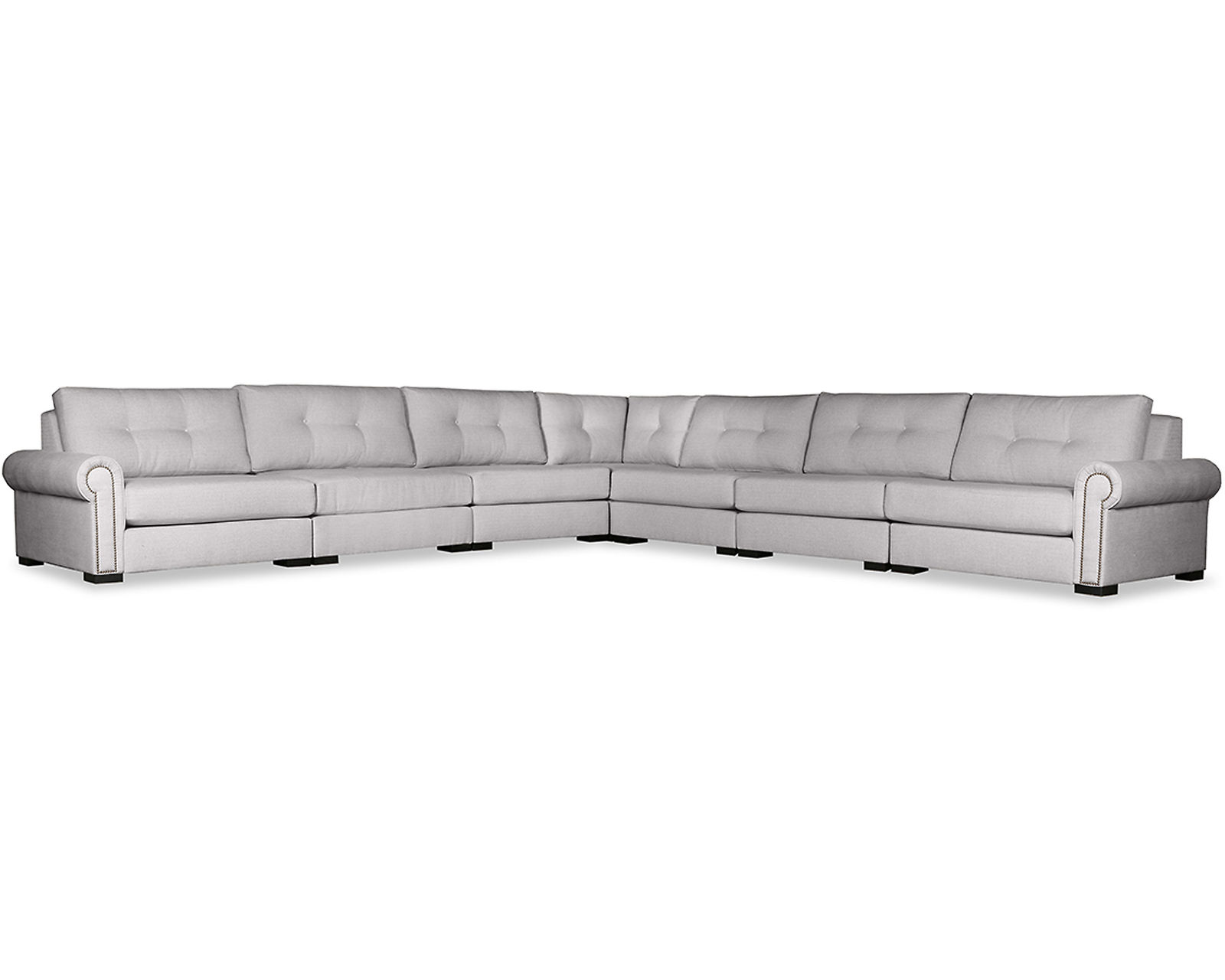  Sylviane Buttoned 7 Pieces Modular Sectional (Choice of Colors) - Sylviane Buttoned 7 Pieces Modular Sectional in Grey
