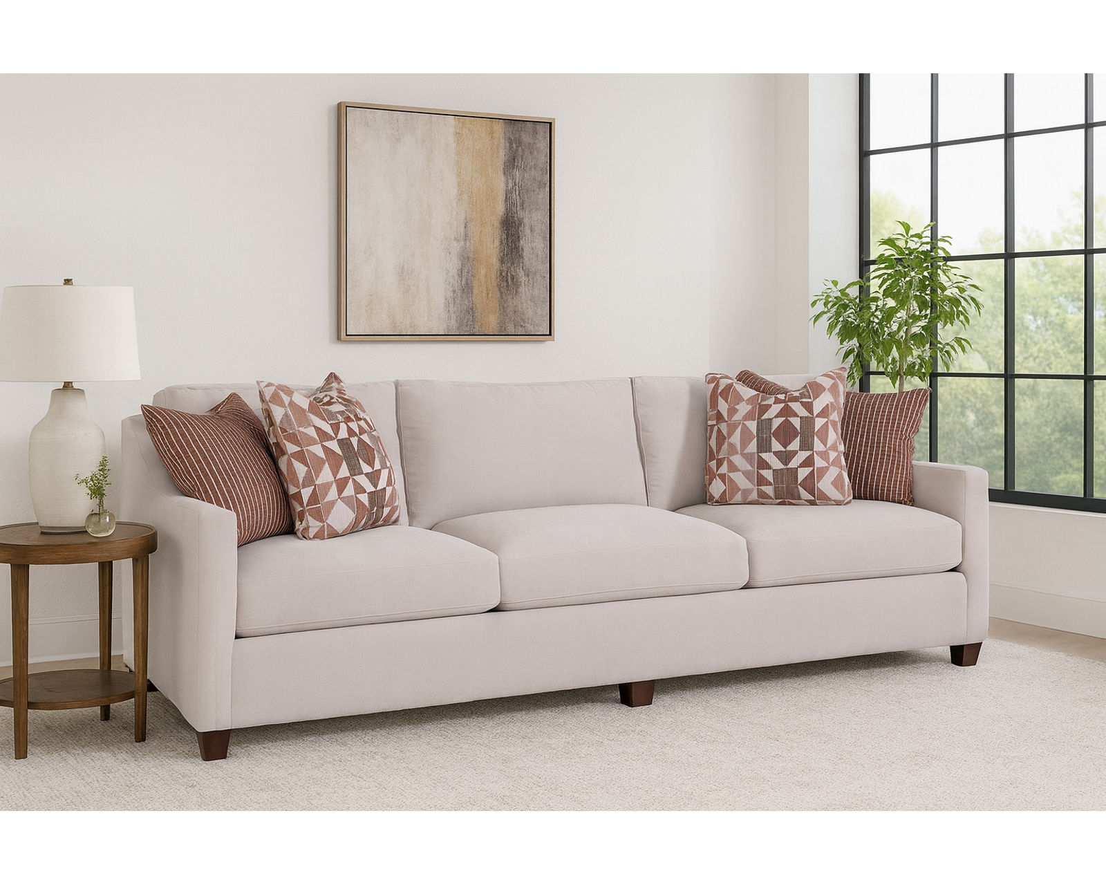 Oliver 100" Sofa (+69 fabrics) - Includes (4) 20" x 20" blendown throw pillows for added style and comfort