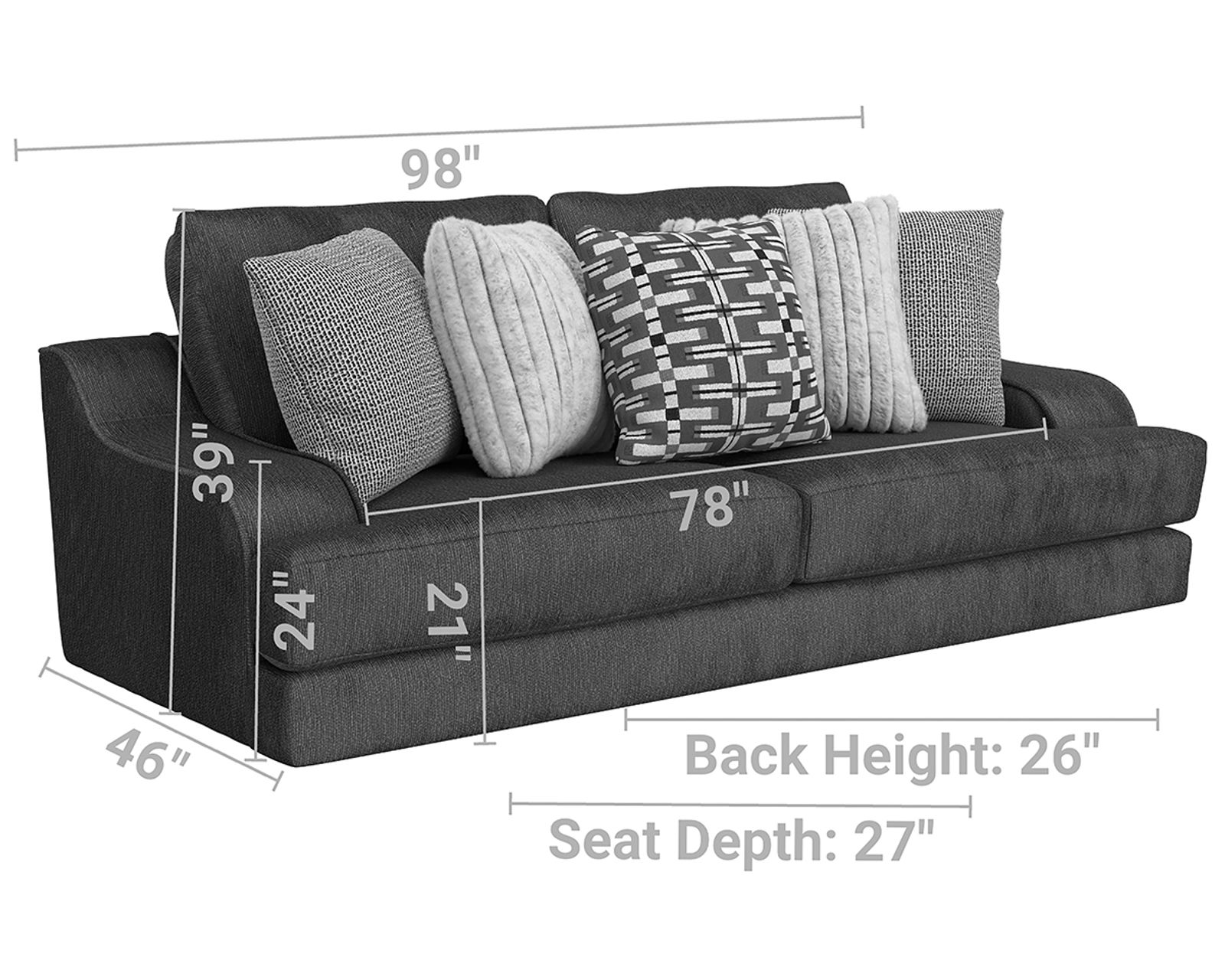 Olympus 98" Oversized Sofa (2 colors) includes pillows - Where Comfort Comes Home.