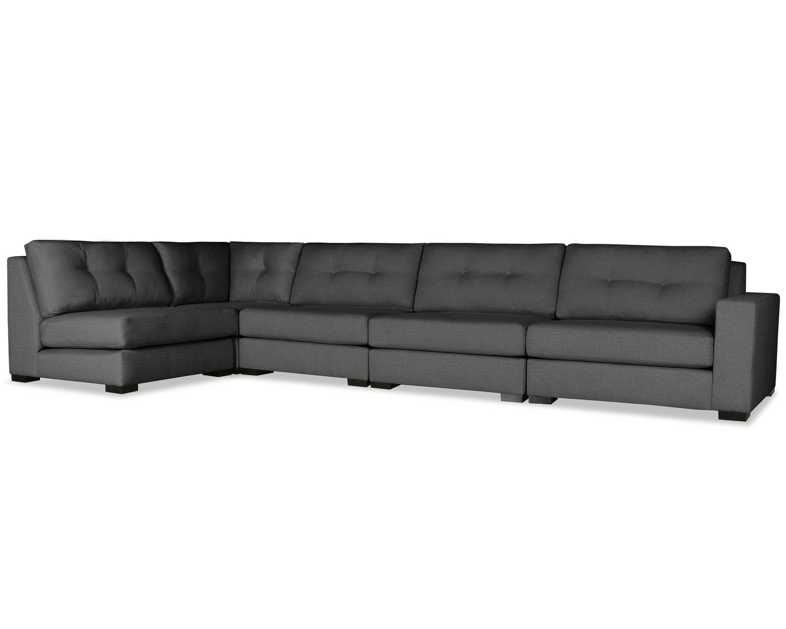 Veranda Buttoned 5 Pieces Modular Sectional B (Choice of Colors) - Veranda Buttoned 5 Pieces Modular Sectional in Charcoal