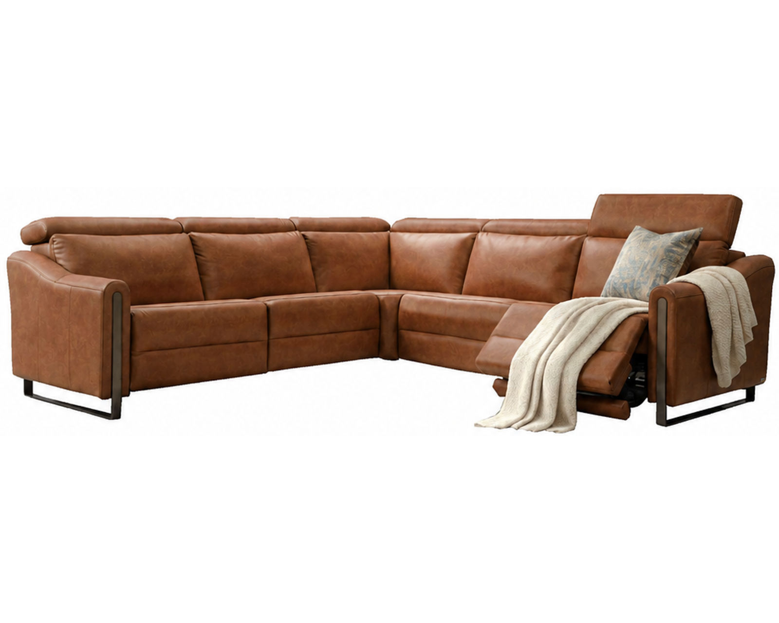 John F087 Power Headrest Power Reclining Sectional (standard and wide seat widths) +140 leathers - Layout B: Five Piece Wide Sectional 117" x 117" (two recliners) 
