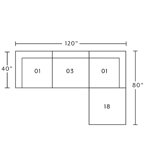 Layout B: Four Piece Sectional 120" x 80"