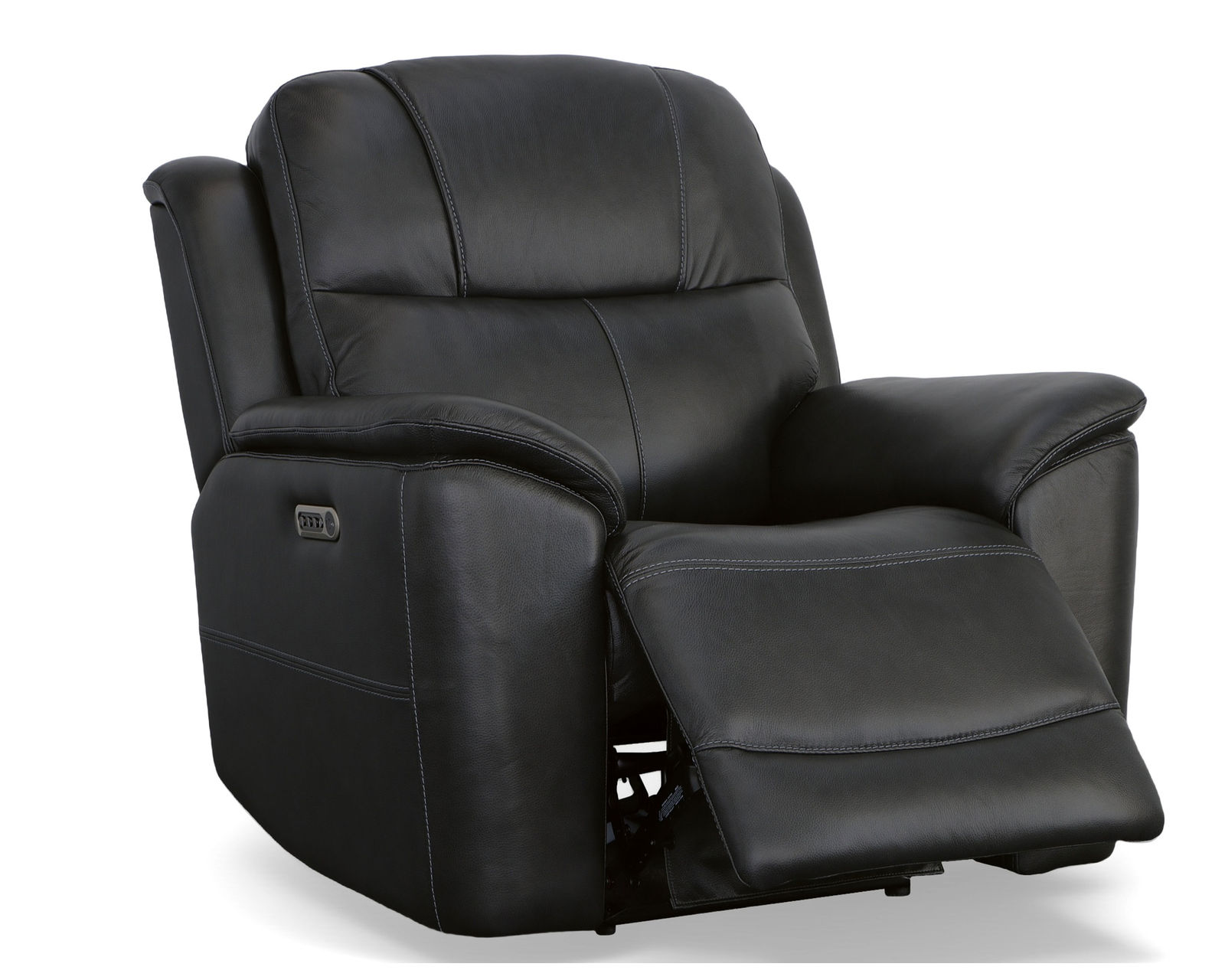 Crew Power Reclining Loveseat with Console, Power Headrests & Lumbar (Black leather) in stock - Crew Power Recliner with Power Headrest & Lumbar