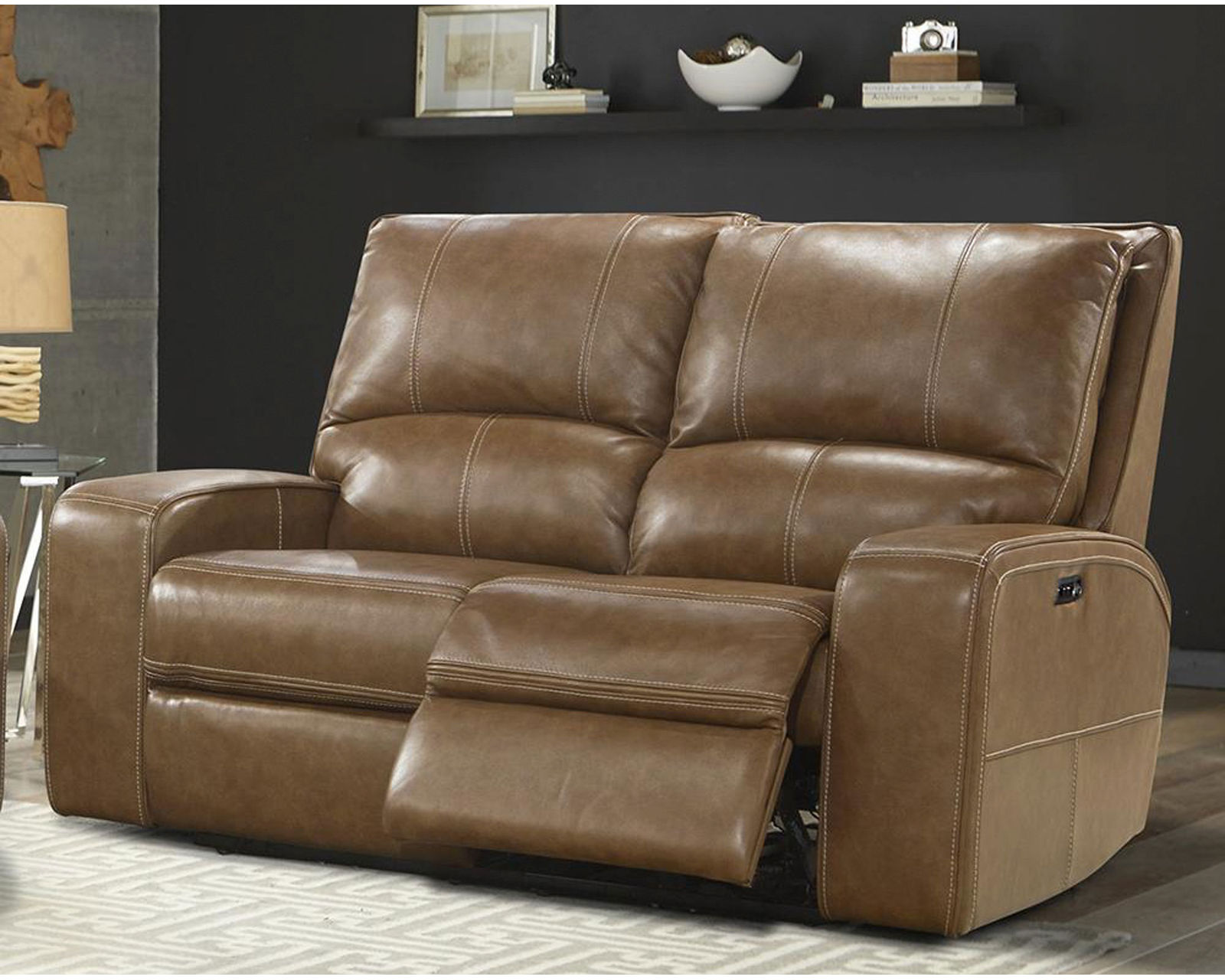 Swift 88" Power Headrest Power Reclining Sofa Leather Bourbon (In stock - Fast shipping) - Swift Bourbon Power Headrest Power Reclining Loveseat