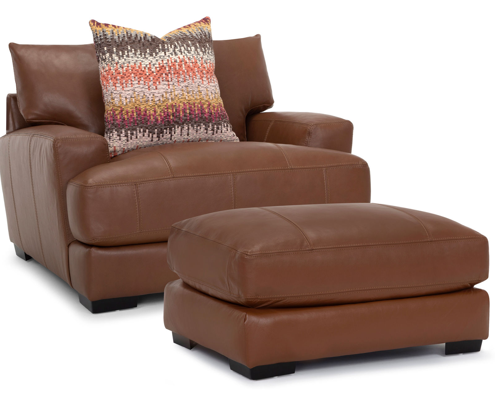Gia 909 Leather Stationary Sofa (87") Includes Pillows - Take an Extra 25% off This Chair and a Half and Ottoman