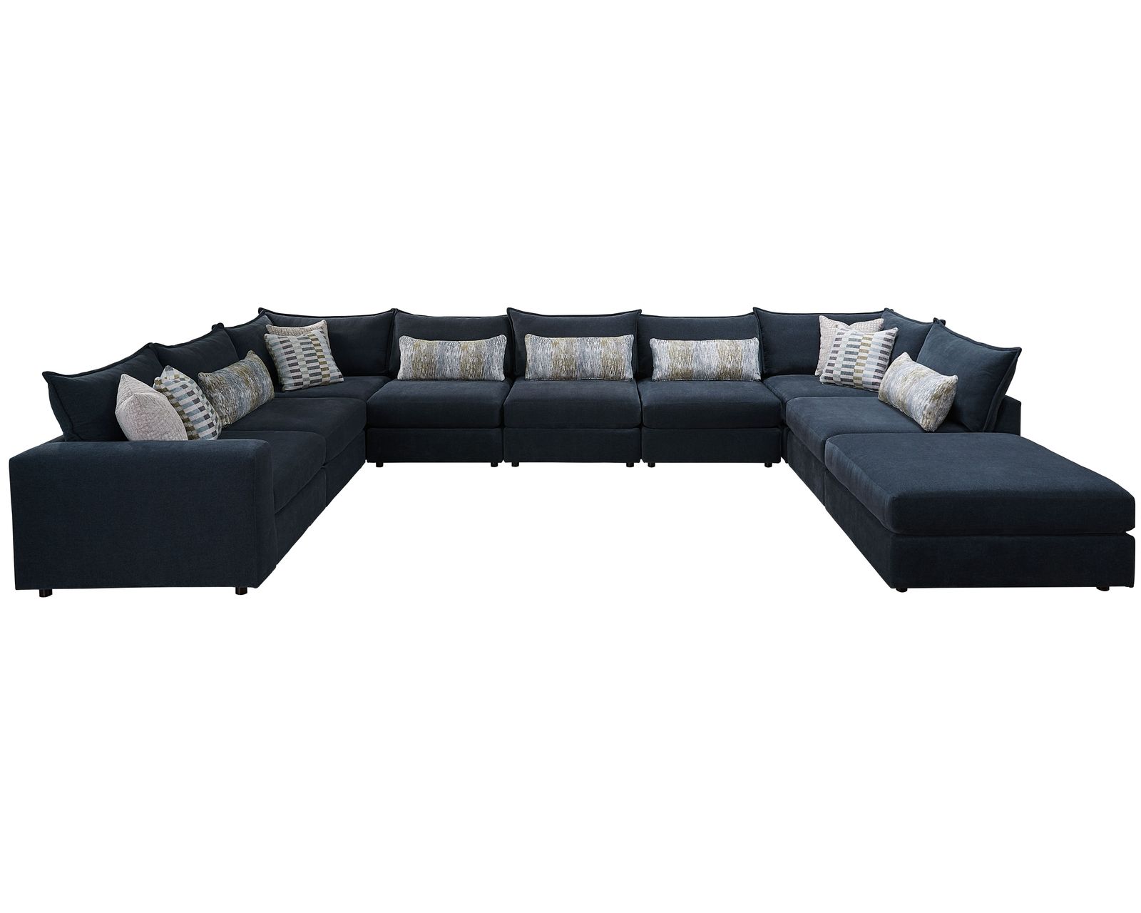 Fusion Elise Ink Cockpit Eight Piece Sectional (includes pillows) 123" x 220" x 123" - (b) Elise Ink Cockpit Nine Piece Sectional - 7004-11L (123" x 220" x 123")