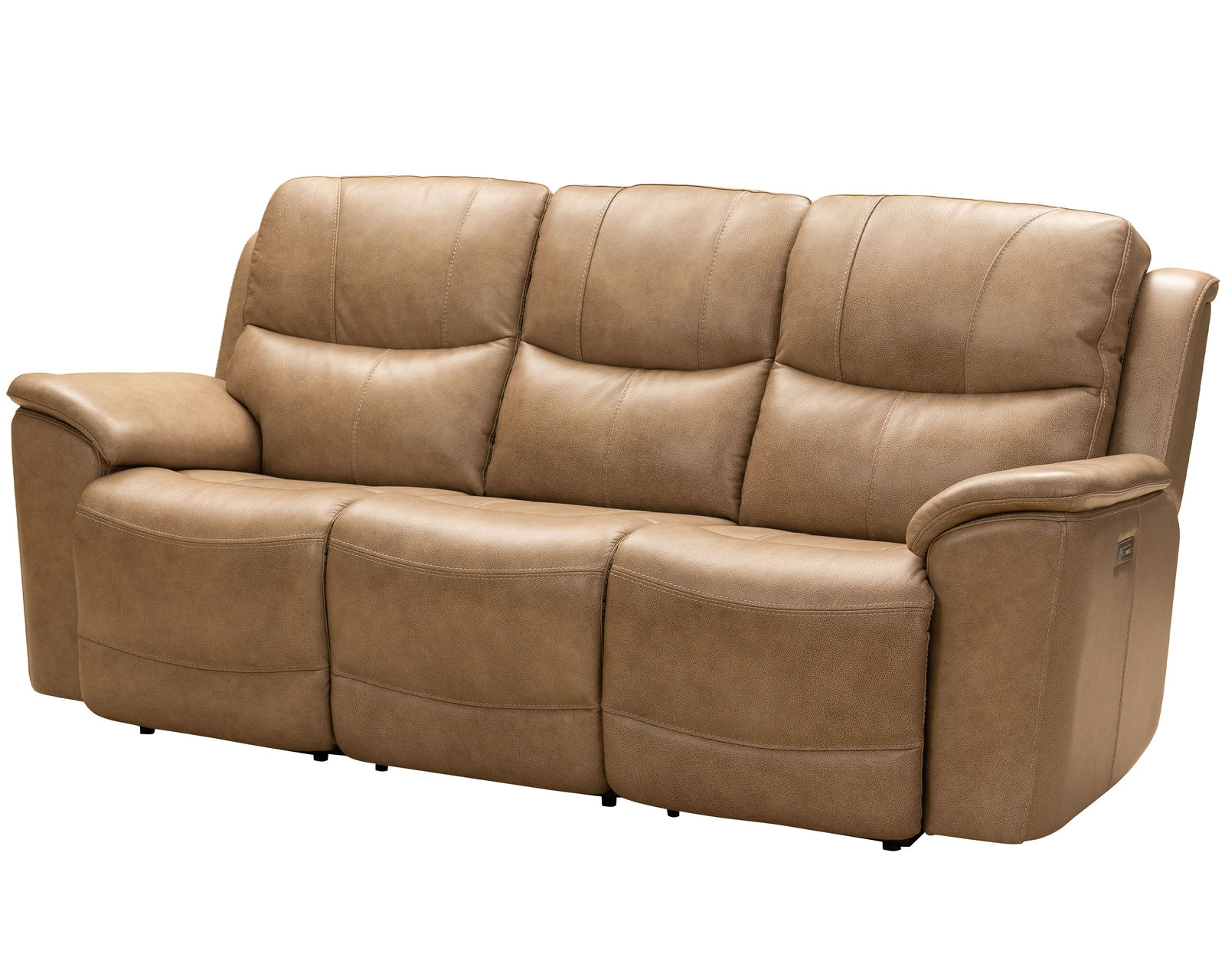 Kaden 88" Leather Power Headrest - Power Lumbar Power Reclining Sofa (Taupe) In stock - Includes Power Headrest - Power Lumbar - Power Recline