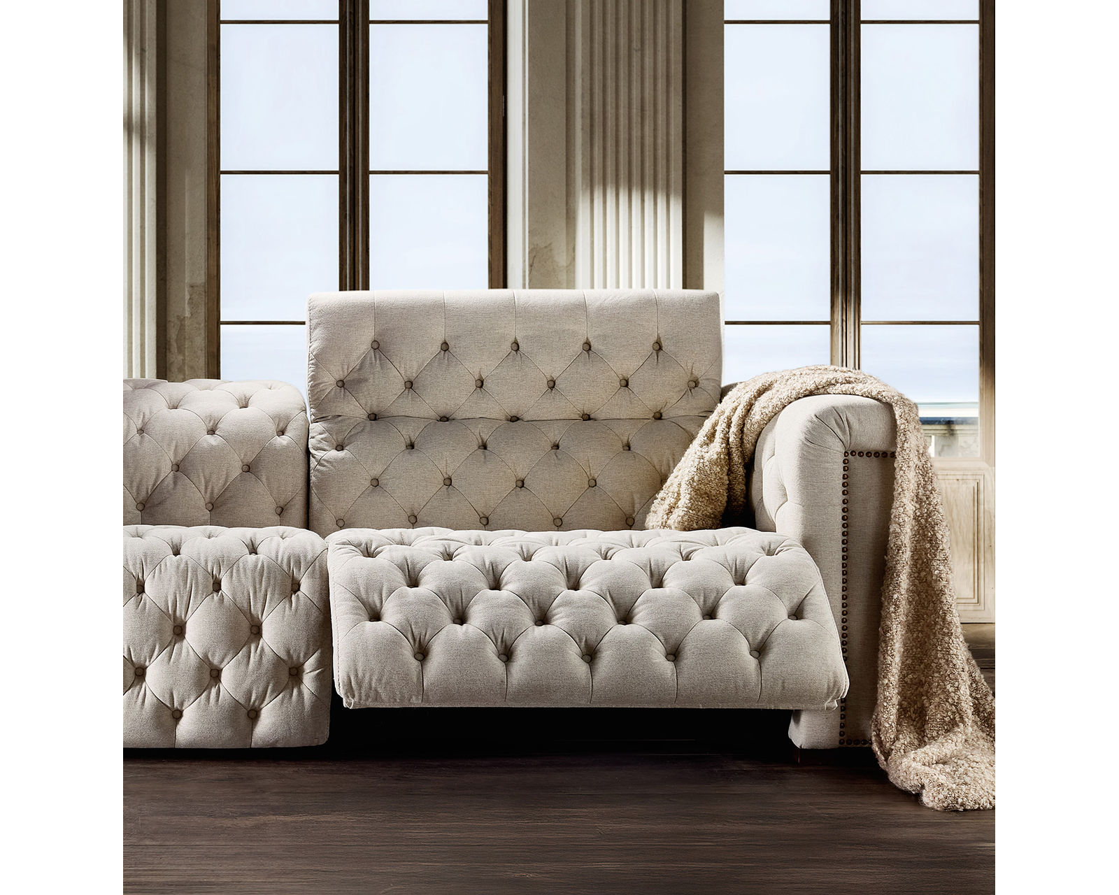 Savion Deux Two Cushion Power Headrest Power Reclining Sofa 144 (In stock)