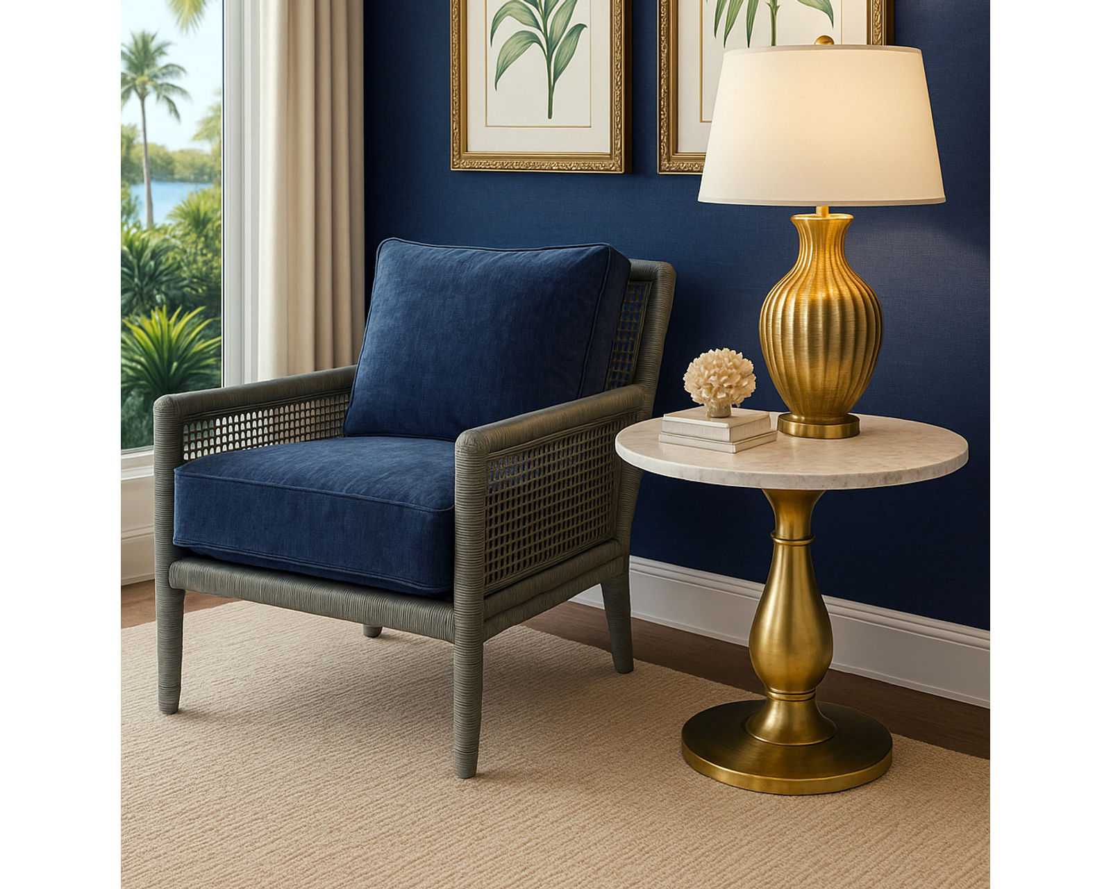 Pine Isle 76" Rattan Sofa  (+28 finishes +69 fabrics) - Pine Isle Rattan Chair