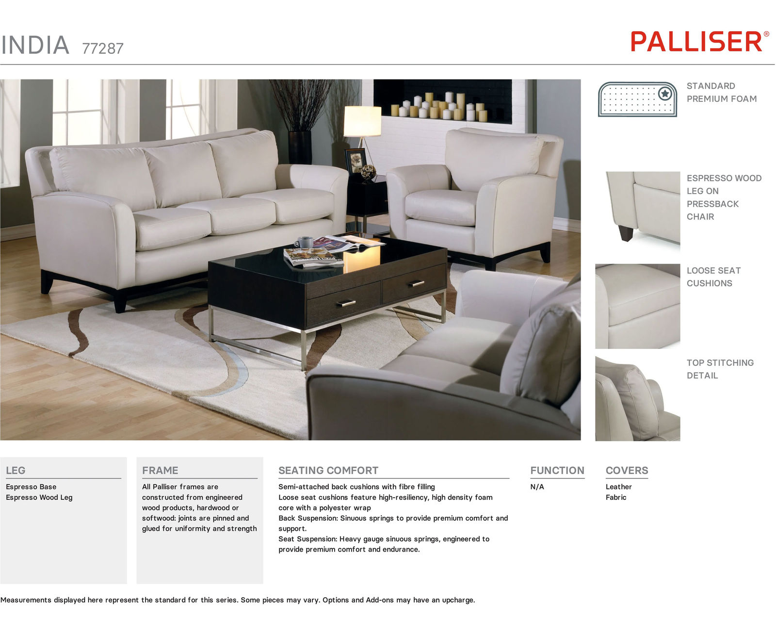 India 77278 Sofa (83") +100 leathers