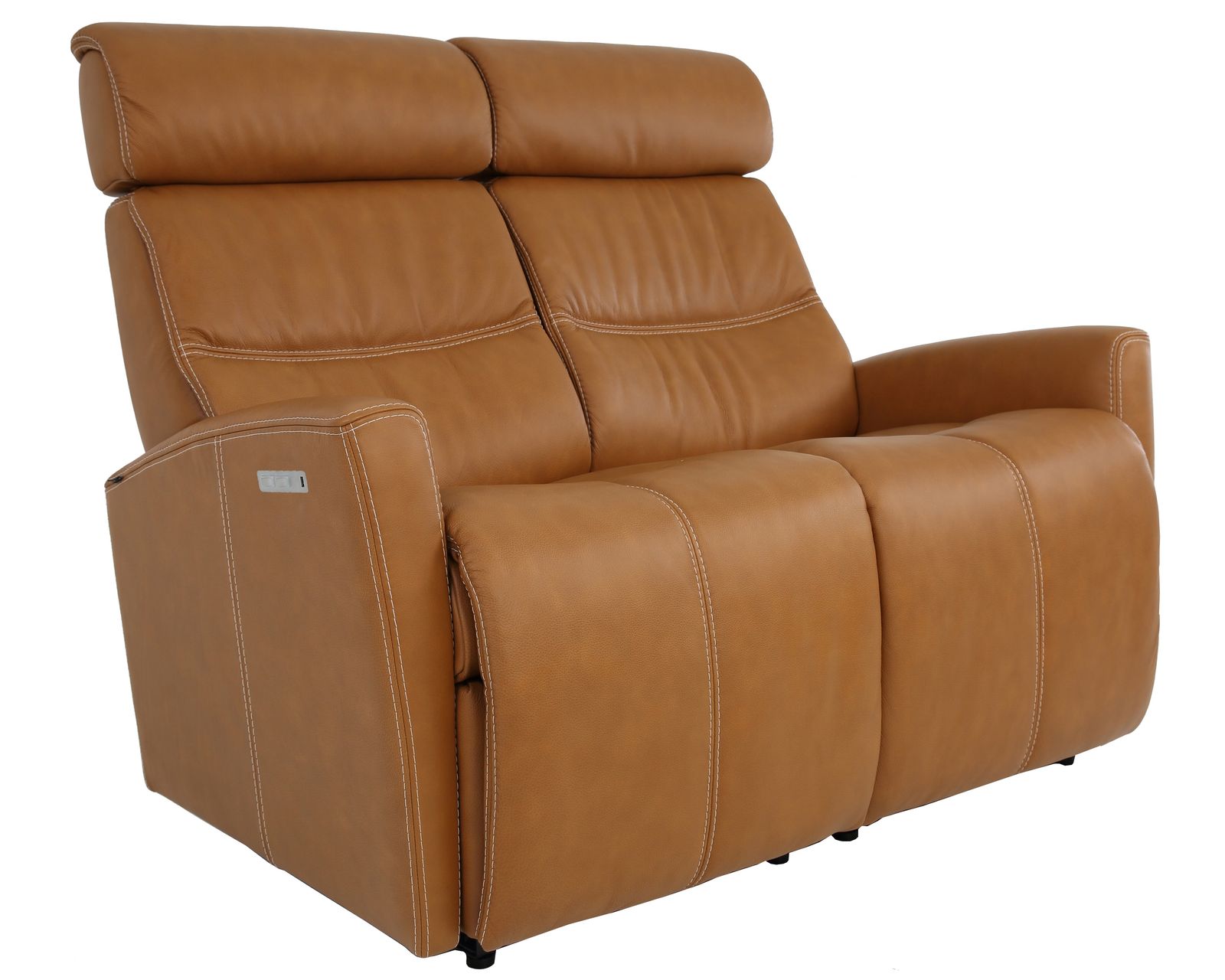 Milan 78" Leather Power Reclining Wall Saver Sofa Cognac (In stock - Fast shipping) - Milan Dual Power Reclining Wallsaver Loveseat - In stock
