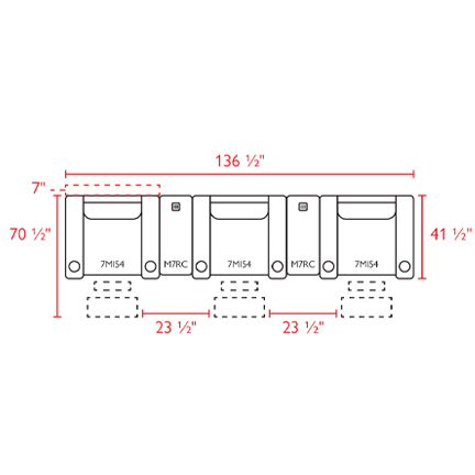 Layout D: Five Piece Sectional 136" (3 recliners)