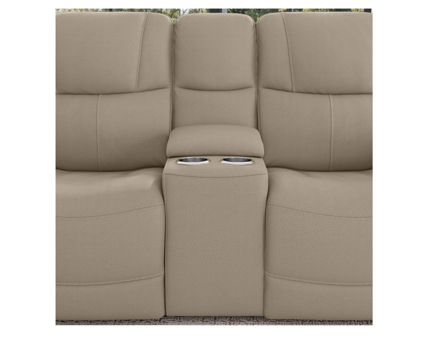 Crew Power Recliner with Power Headrest & Lumbar (Tan leather) in stock - Console features storage, cupholders and USB charging