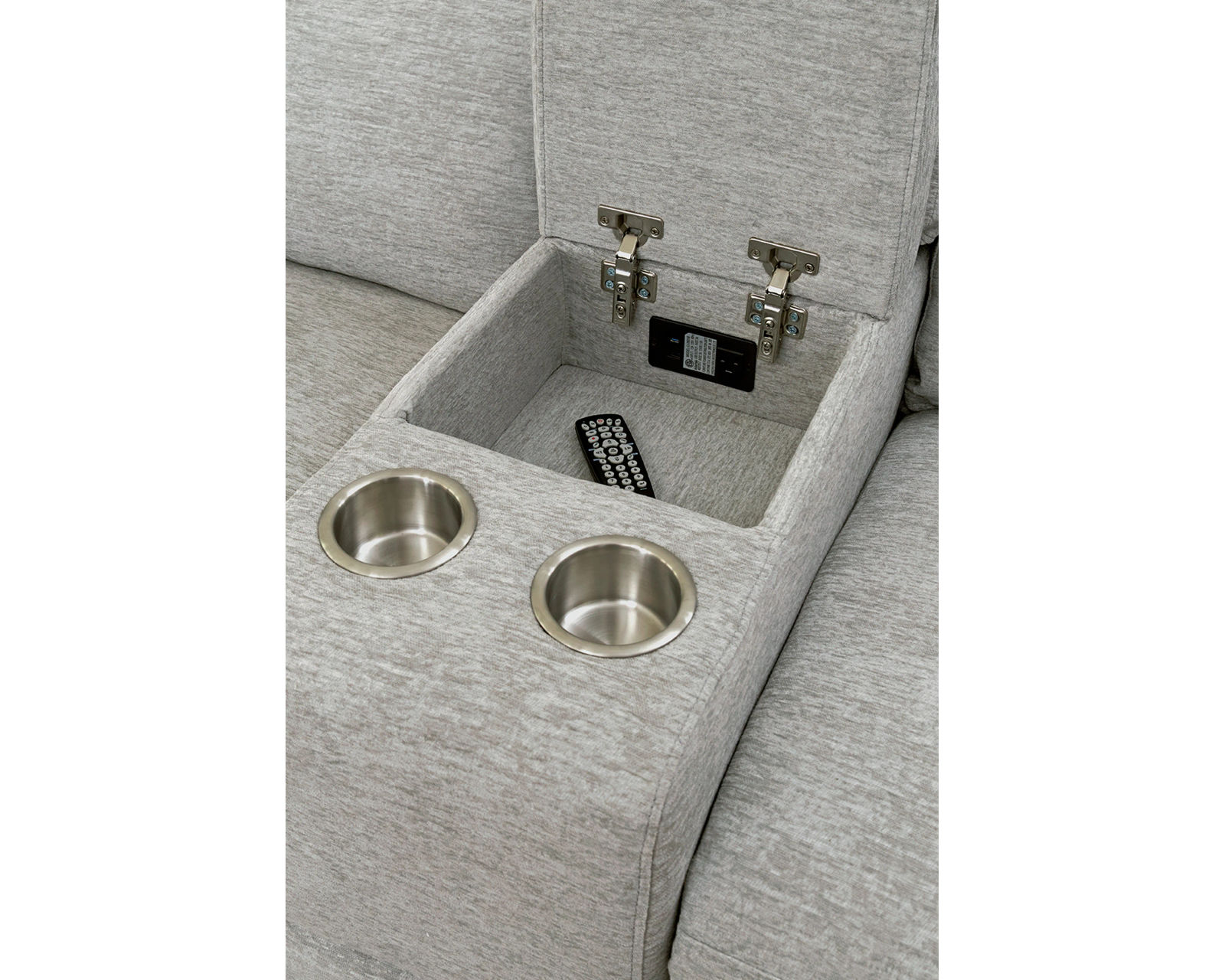 Radius 88" Power Reclining Sofa Mineral (In stock - Fast shipping) - Radius Mineral Power Reclining Glider Console Loveseat