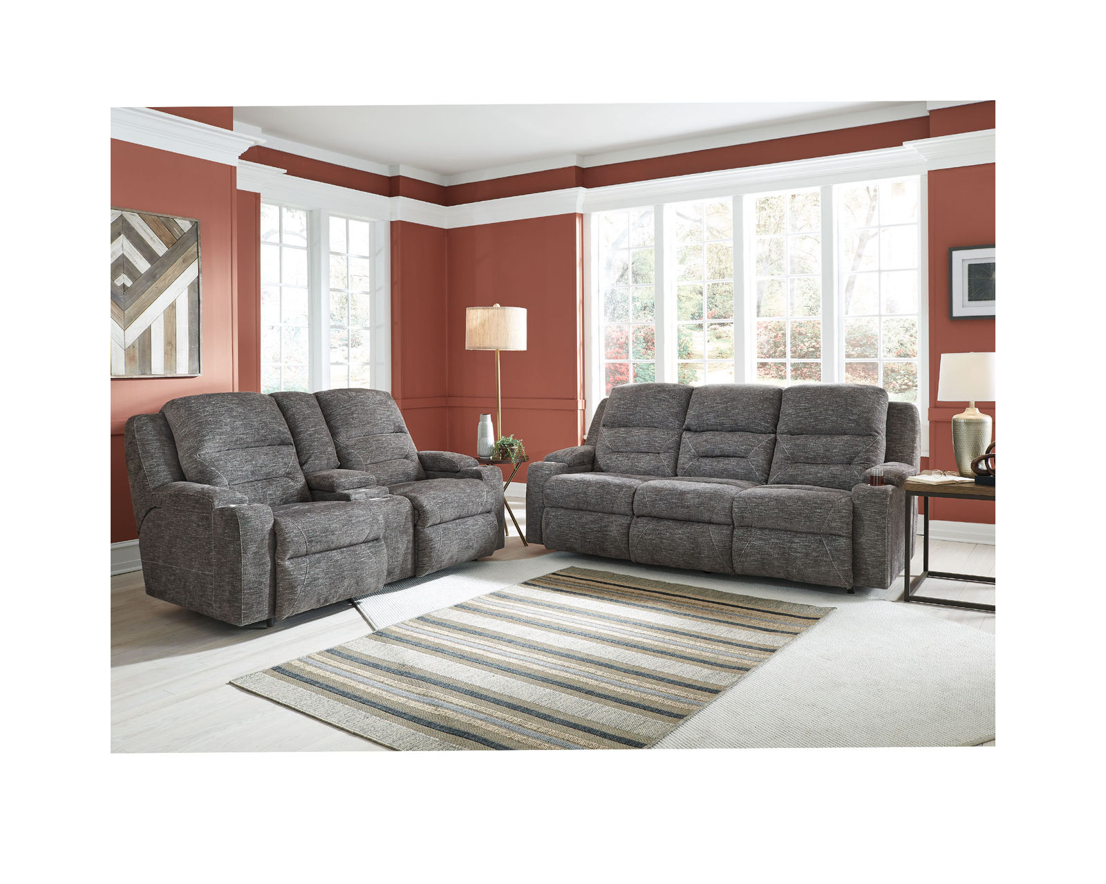 Beacon 798 Power Headrest Power Reclining 89" Sofa with Power Lumbar, USB Charging and Lighted Cupholders  - Beacon Reclining Sofa w/ Power Recline, Power Headrest, Power Lumbar, USB Charging and Lighted Cupholders