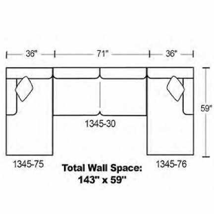 Layout B: Three Piece Sectional 59" x 143" x 59"