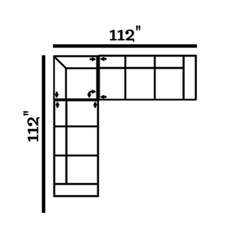 Layout P: Three Piece Sectional 112" x 112"