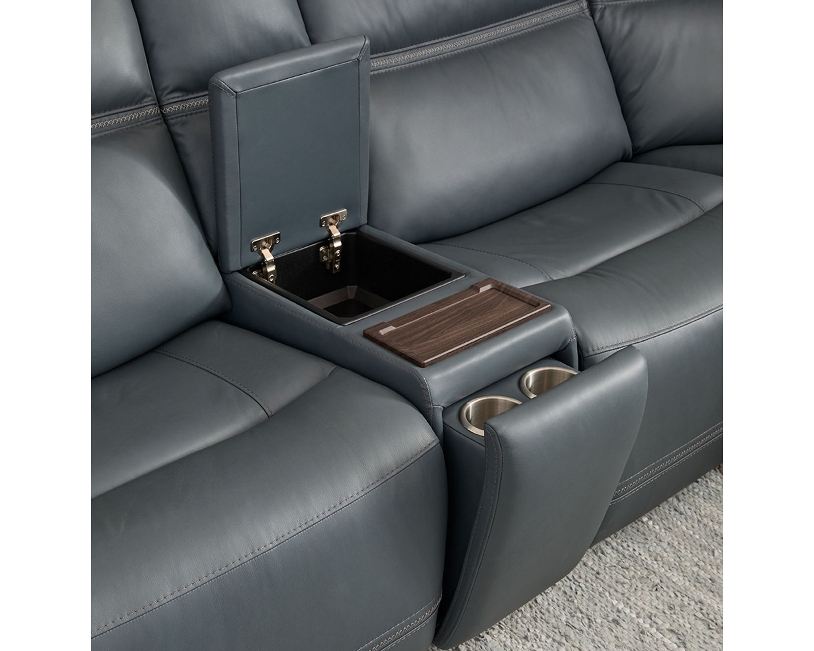 Sawyer Triple Power Reclining Sectional 009-01 (3 colors) In stock - Sawyer Straight Console includes wireless charging, cupholders, USB and storage