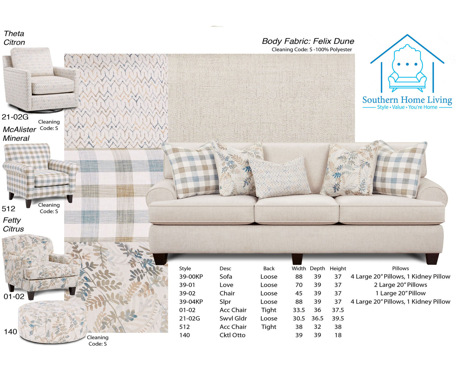 Felix Dune 88" Sofa - Entire room available