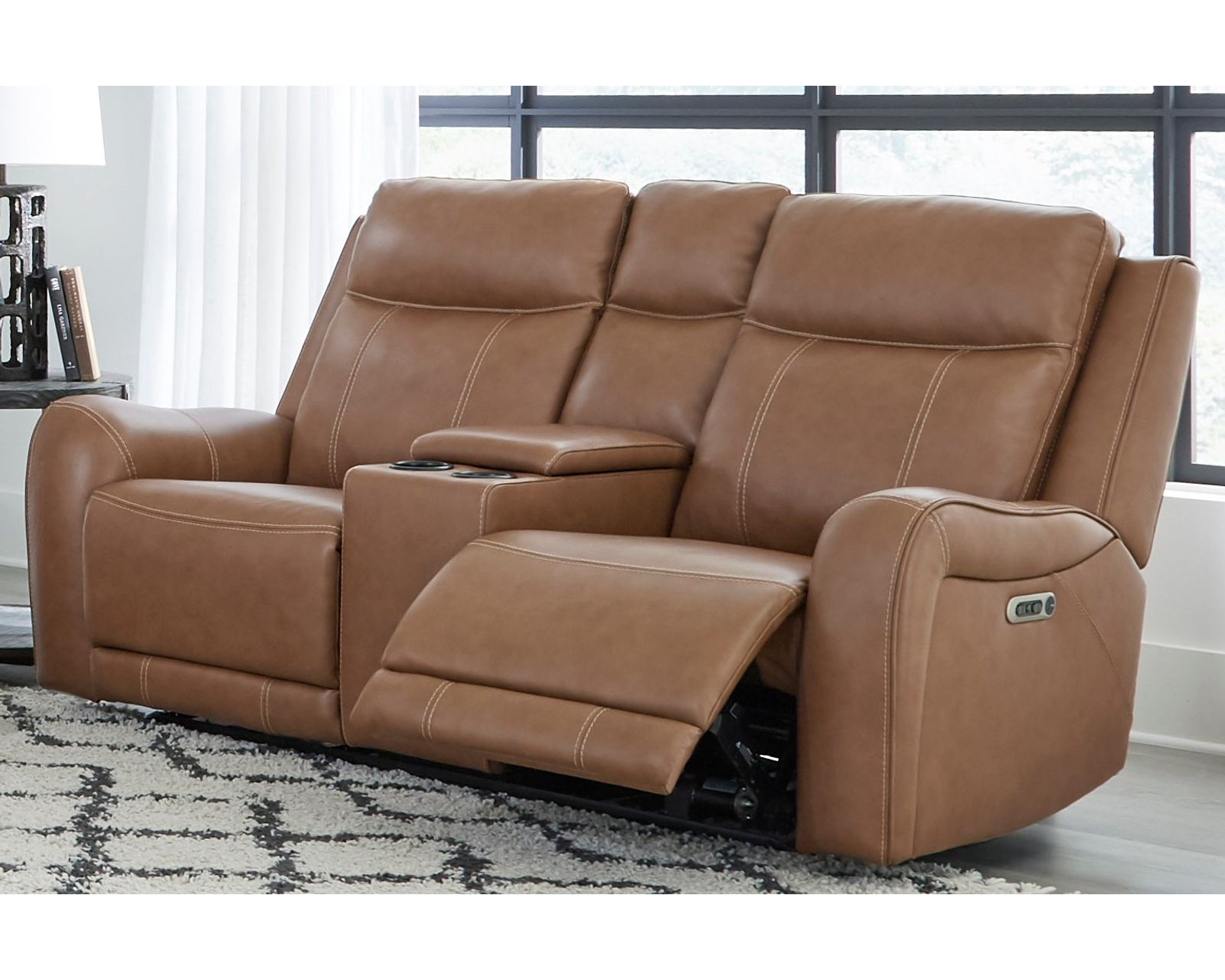 Haywood 86" Power Headrest Power Reclining Leather Sofa (In stock - Fast shipping) - Haywood Power Headrest Power Reclining Console Loveseat