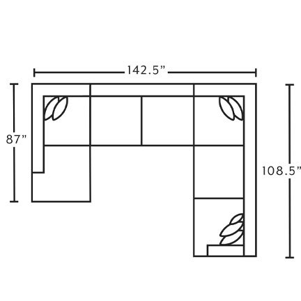 Layout H: Four Piece Sectional 87" x 142.5" x 108.5"
