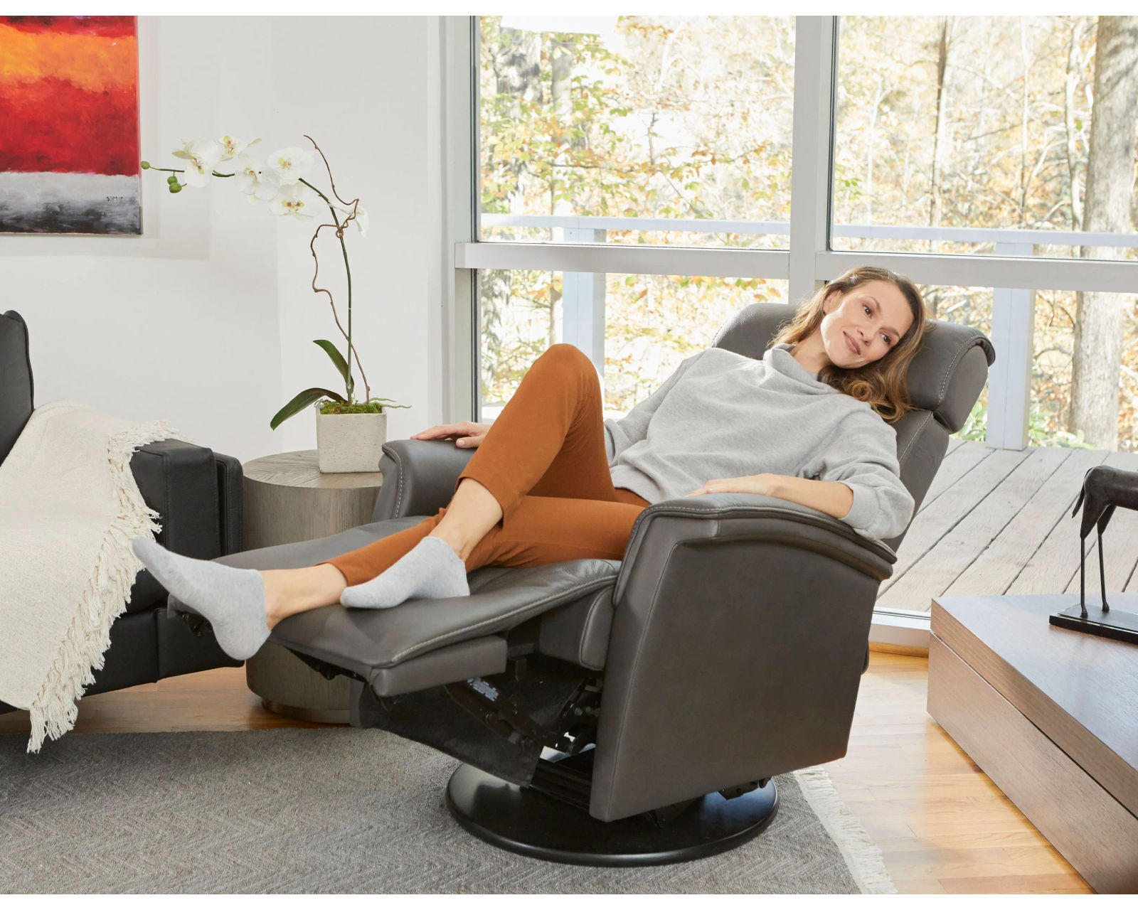 Rome Triple Power Swivel Glider Recliner Graphite (In stock - Fast shipping) - Rome Power Headrest - Lumbar - Recline Swivel Glider Recliner Graphite (In stock - Fast shipping)