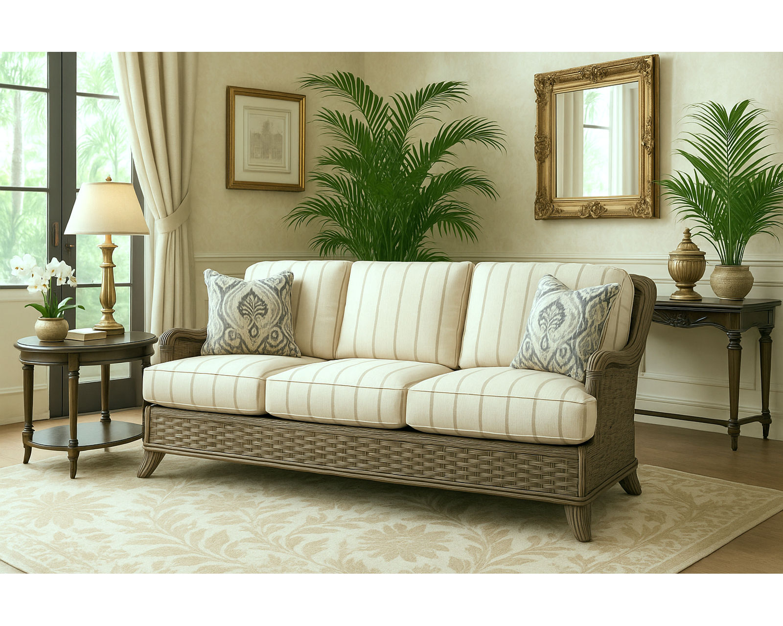 Somerset 81" Rattan Sofa Tan (+28 finishes +69 fabrics) - Somerset 81" Rattan Sofa