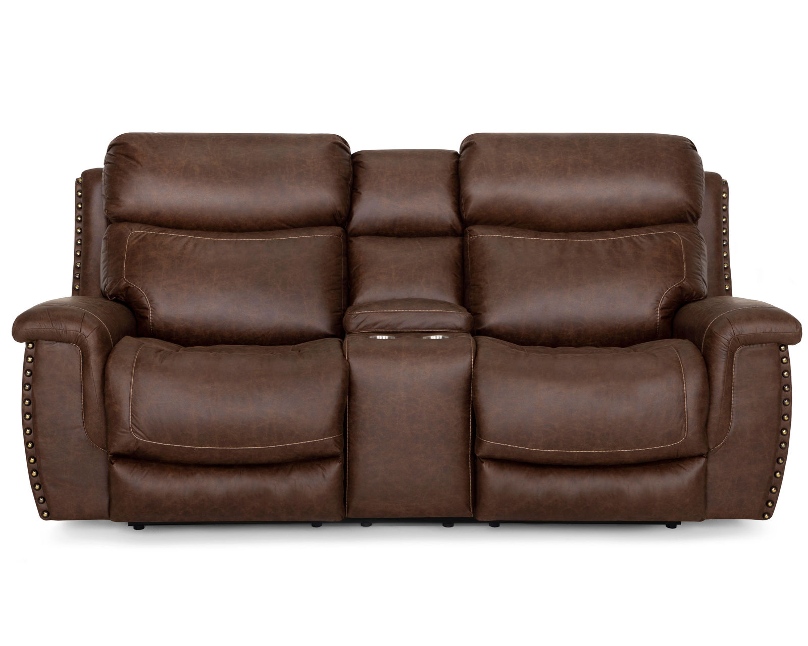 Brixton 648 Reclining Sofa (94") Brown Faux Leather Like Fabric - Brixton Reclining Console Loveseat