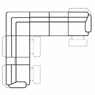 Layout E: Seven Piece Reclining Sectional (3 Recliners) 110" x 121"