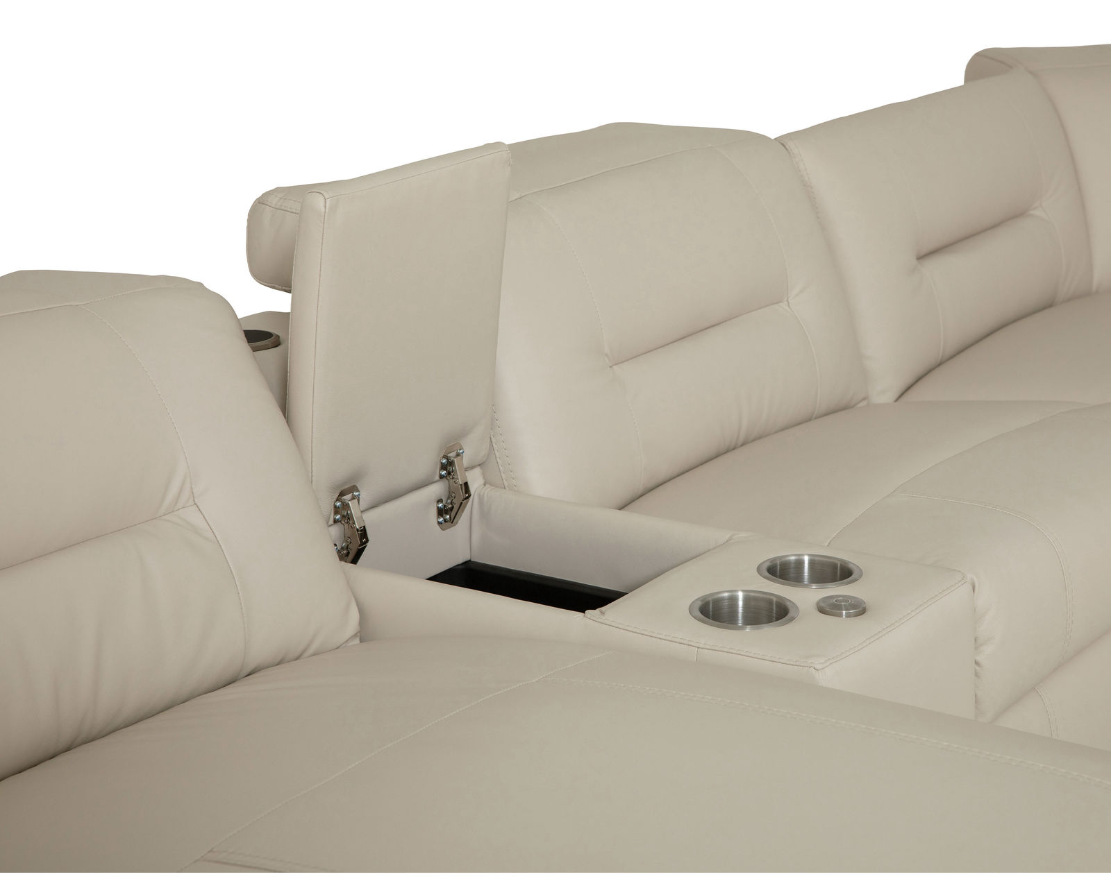 Keoni 44000 Power Headrest Power Reclining Sectional (+100 leathers) - Keoni Console W/Storage, Cupholders and USB Charging