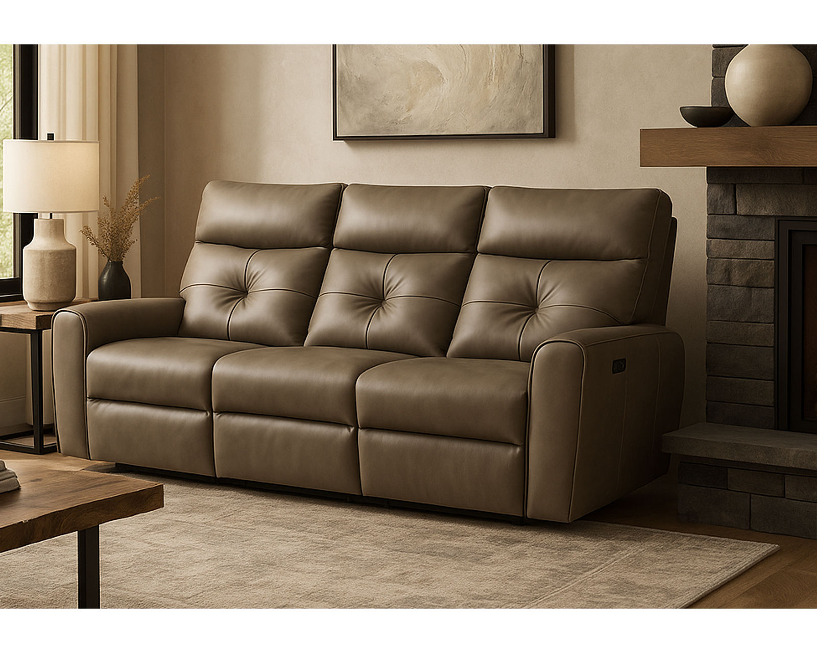 Acacia 41080 Power Headrest Power Reclining Sofa (86") +100 leathers