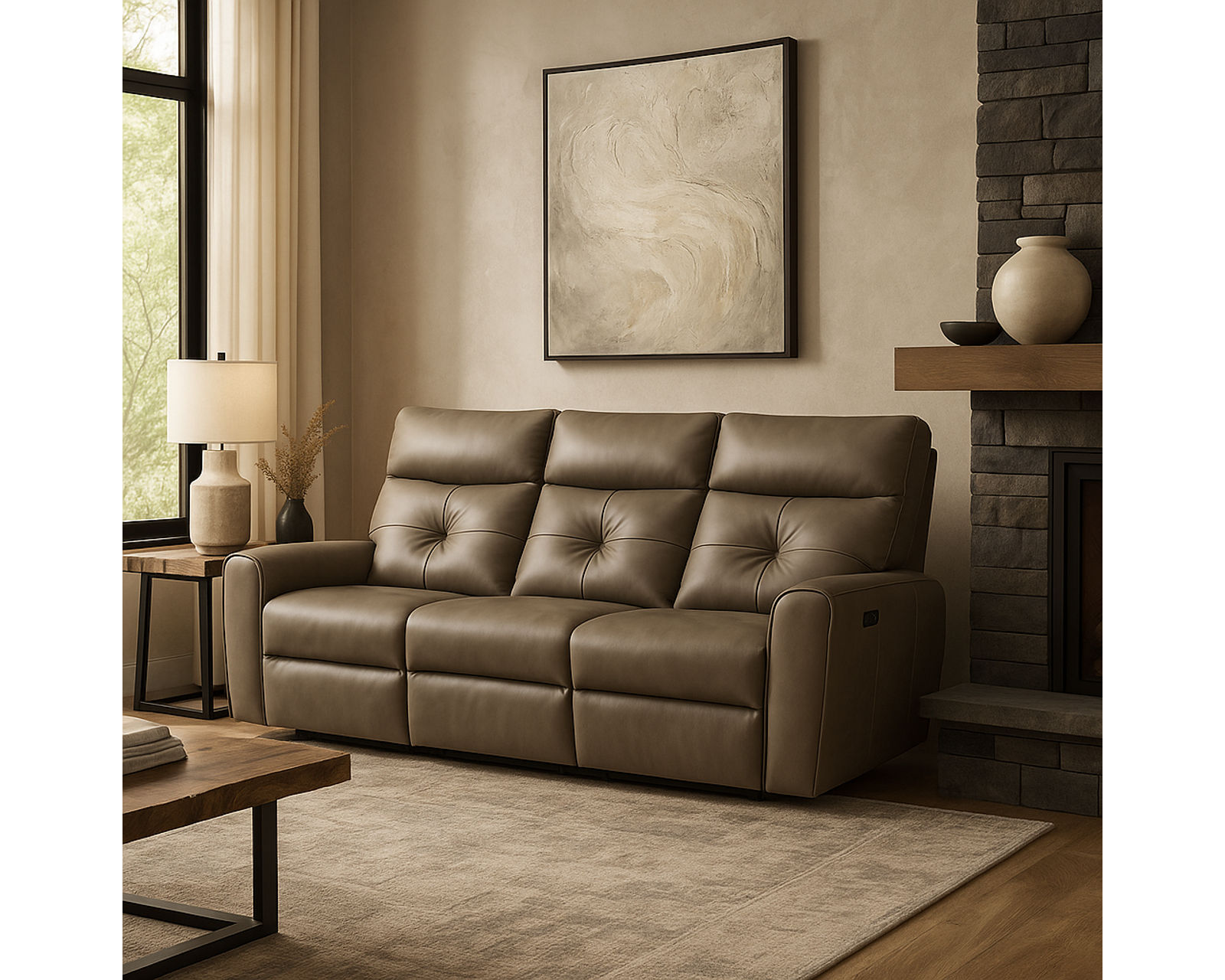 Acacia 41080 Power Headrest Power Reclining Sofa (86") +100 leathers